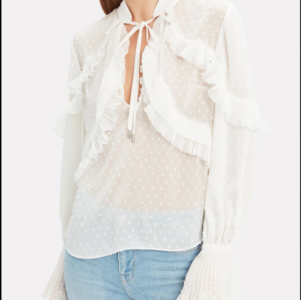 Self Portrait Plumetis Ivory Blouse